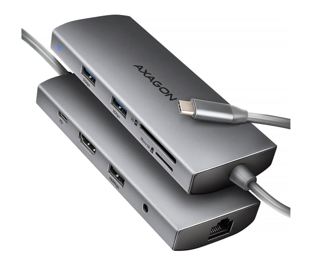 Axagon HMC-8HLSA, USB 5Gbps, 3x USB-A, HDMI 4k/60Hz, RJ-45, SD/mSD - 1353439 - zdjęcie